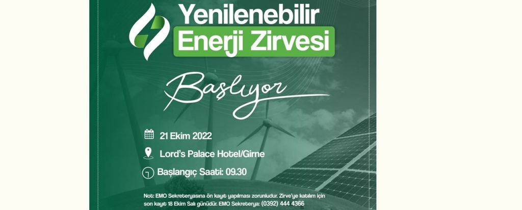 “Yenilenebilir Enerji Zirvesi” , 21 Ekim’de Girne’de yapılıyor