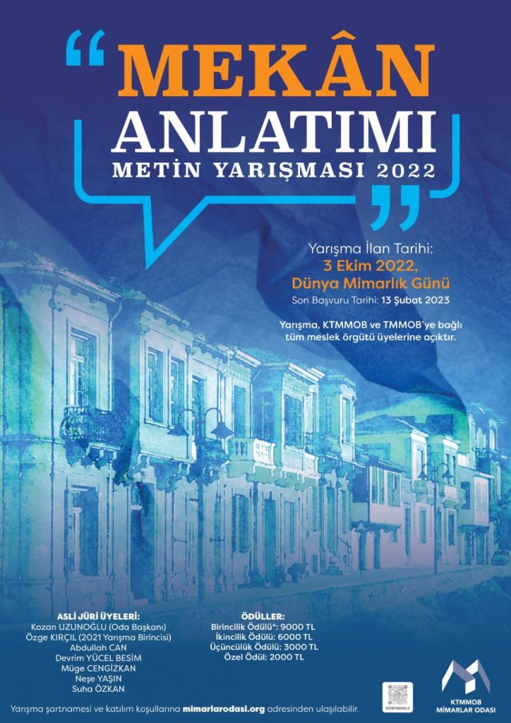 Mimarlar Odası’ndan “Mekan Anlatımı Metin Yarışması”
