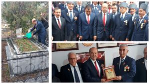 Cumhurbaşkanı Tatar, Malatya’da Kıbrıs gazileriyle bir araya geldi,  Öğretmenler Günü vesilesiyle varoluş mücadelesinin ilk şehitlerinden öğretmen Özalper’in mezarını ziyaret etti