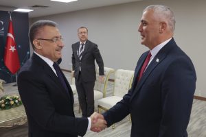 TC Cumhurbaşkanı Yardımcısı Oktay, Ekonomi ve Enerji Bakanı Olgun Amcaoğlu’nu kabul etti