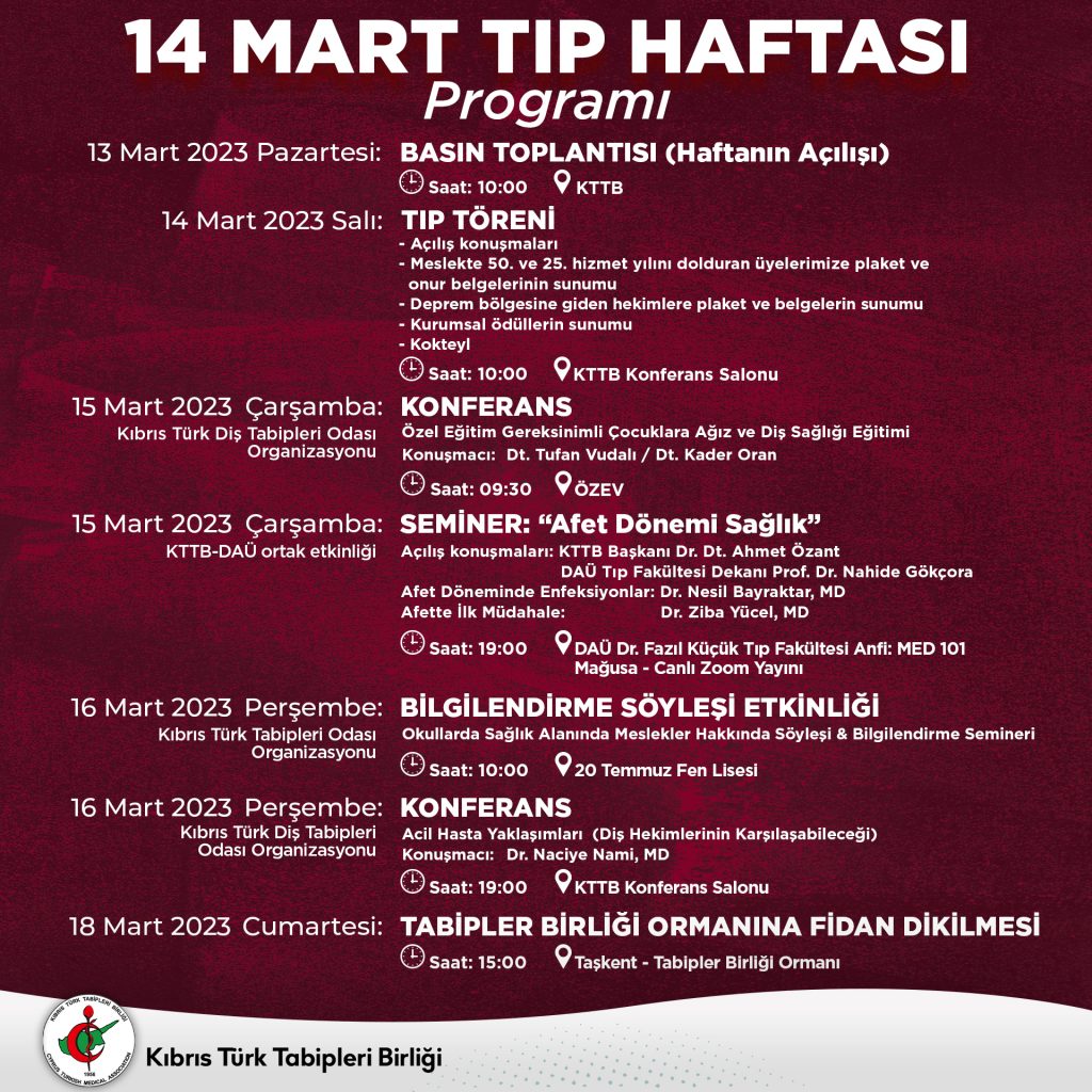 Tıp Haftası etkinlikleri 13-18 Mart tarihleri arasında yapılacak