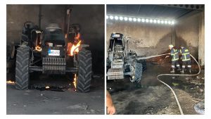 Güngör’de traktör alev aldı