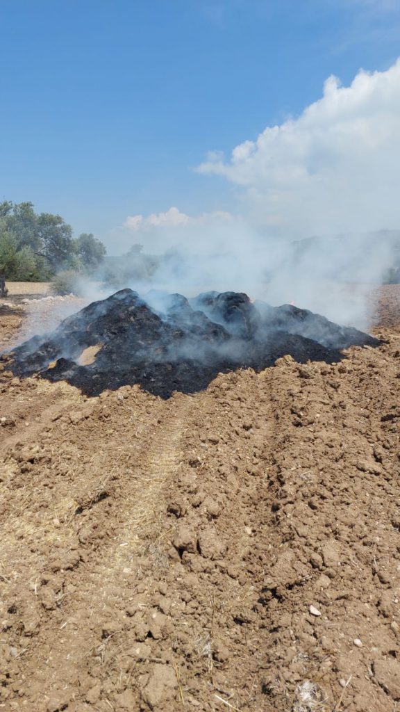 Saman öğütme makinesinden yangın…