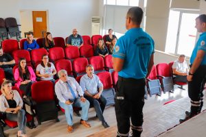 Sivil Savunma Teşkilat Başkanlığı Gazimağusa Belediyesi’nde yangın ve deprem eğitim tatbikatı yaptı