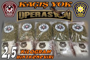 Lefkoşa’da “Kaçış Yok Operasyonu”nda 2,5 kilo hintkeneviri ele geçirildi