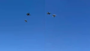 Askeri geçit töreni sırasında, Yunan F-16 savaş uçakları Lefkoşa semalarında uçtu