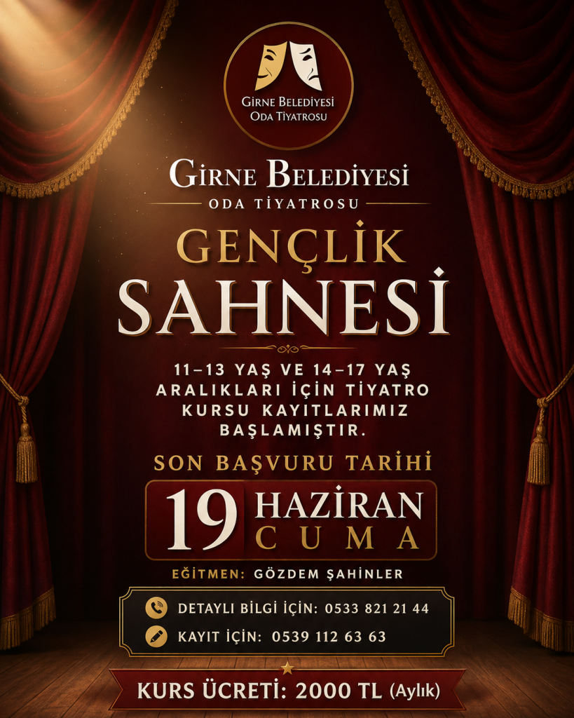 “Gençlik Sahnesi” kurs programı başvuruları 19 Haziran’da sona erecek